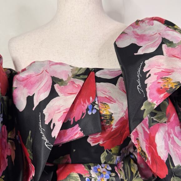 Dolce & Gabbana Runway Dark Floral Ruffle Mini Dress NWT IT 38 US 2 Romantic - Picture 3 of 16